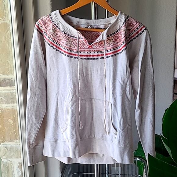 Women's Luck Brand Sweatshirt  Embroidered and Beaded Aztec Design Size Medium‎ - Picture 1 of 6
